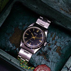 MEN'S ROLEX VINTAGE STEEL OYSTER PRECISION BLACK DIAL 34MM WATCH REF # 6646 RARE